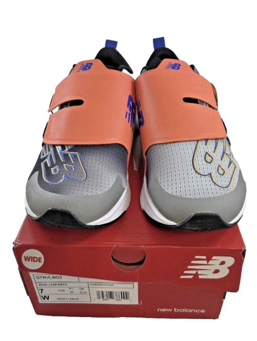 New Balance FuelCore Reveal v3 BOA Big Kids 7 Wide Gray Orange Sneakers Adaptive